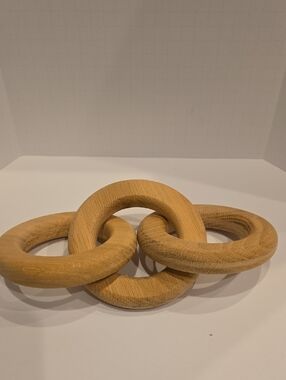 Hand Carved Wooden Links Decorative Object Oak